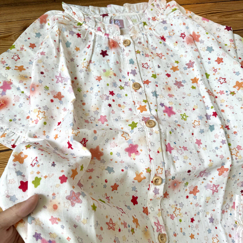 侘町2025年新款糖霜星星短袖短裤纯棉休闲睡衣女可外穿夏季居家服