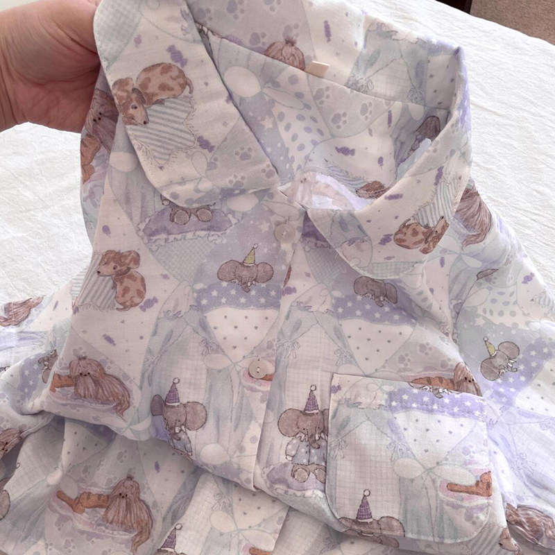 侘町2025年新款香芋紫大象纯棉短袖睡衣女夏季可外穿家居服套装,女士内衣/男士内衣/家居服,睡衣/家居服套装,淘宝优惠券,粉丝福利购,淘宝优惠卷