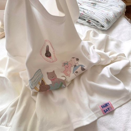 侘町2025年新款睡衣女一口兔兔长袖纯棉圆领可外穿套装卡通家居服