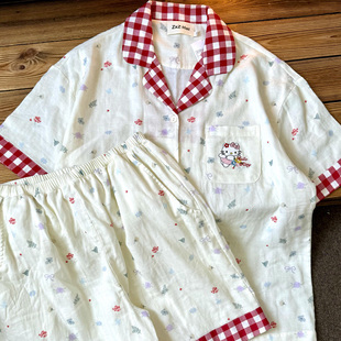 甜美可外穿家居服 侘町2025新款 碎花农夫kitty短袖 短裤 睡衣女夏季