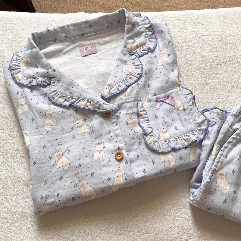 侘町2025年新款生日猫咪纯棉短袖睡衣女夏季可外穿卡通家居服夏天,女士内衣/男士内衣/家居服,睡衣/家居服套装,淘宝优惠券,粉丝福利购,淘宝优惠卷