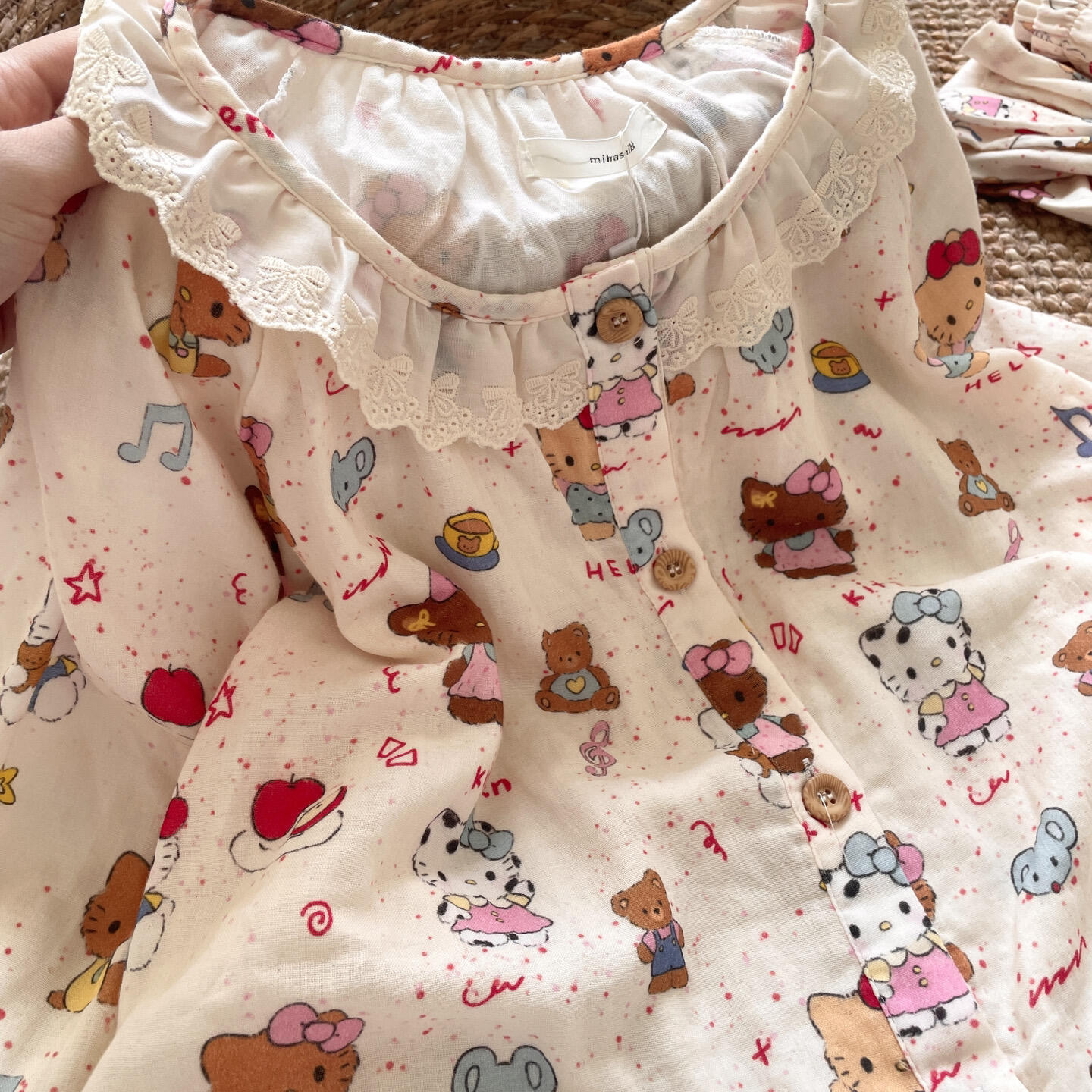 侘町2025睡衣新款复古凯蒂猫纯棉双层婴儿纱布秋季长袖家居服套装