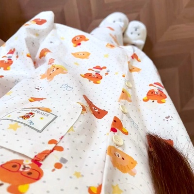 侘町波点轻松熊2025新款舒适纯棉可外穿秋冬睡衣套装女休闲家居服