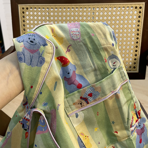 侘町2025新款生日小熊派对短袖睡衣女夏季薄款纯棉网红家居服套装