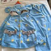 秋冬季 侘町2025新款 笨笨大象法兰绒分体睡衣女套装 加绒加厚家居服