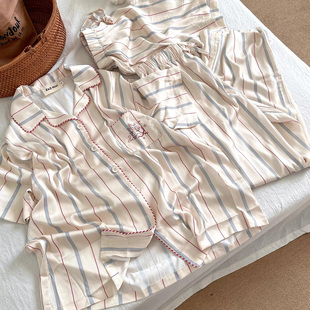 侘町2025年新款 丘比特之箭冰丝短袖 睡衣三件套女夏卡通家居服套装