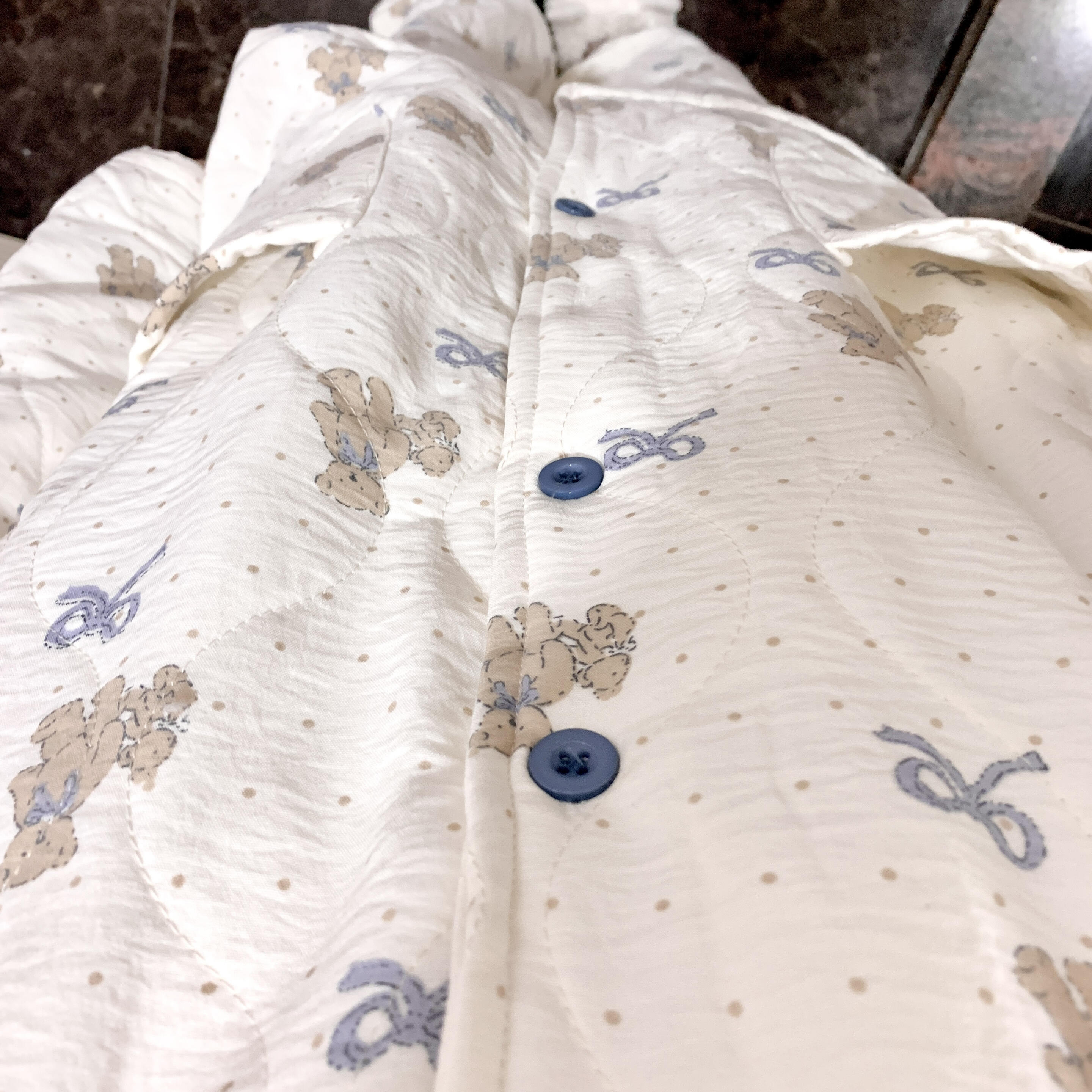 侘町2025年新款奶芙小熊夹棉女卡通睡衣保暖秋冬季加厚家居服套装