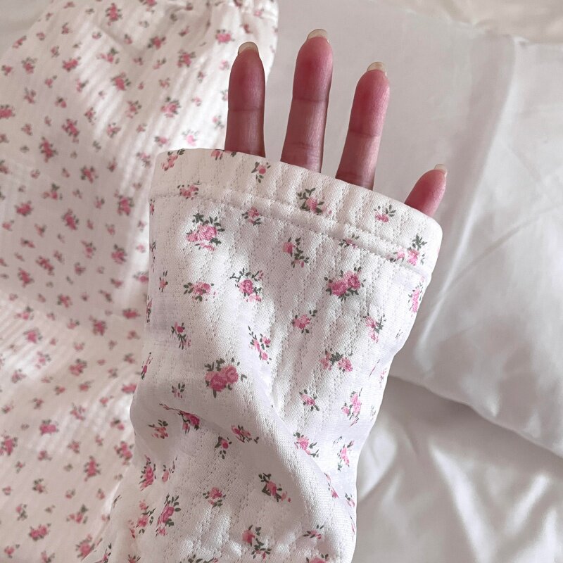 侘町睡衣女2025年新款休闲保暖夹棉杏色小碎花清冷套装冬季家居服