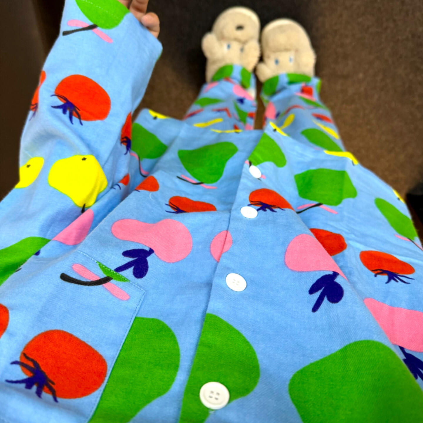 侘町2025年家居服新款番茄雪梨纯棉磨毛长袖可外穿睡衣女春秋卡通