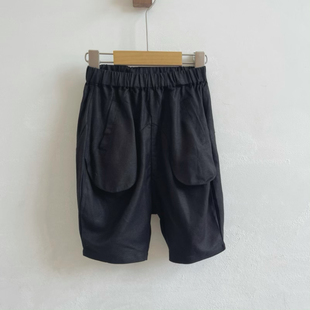 吾名堂品牌折扣夏装男童棉麻休闲中裤个性口袋百搭纯色儿童短裤