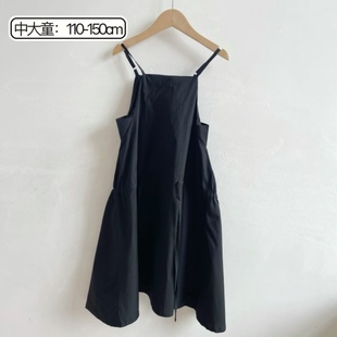 吾名堂品牌折扣夏装女童吊带纯棉无袖简约宽松黑色连衣裙吊带裙