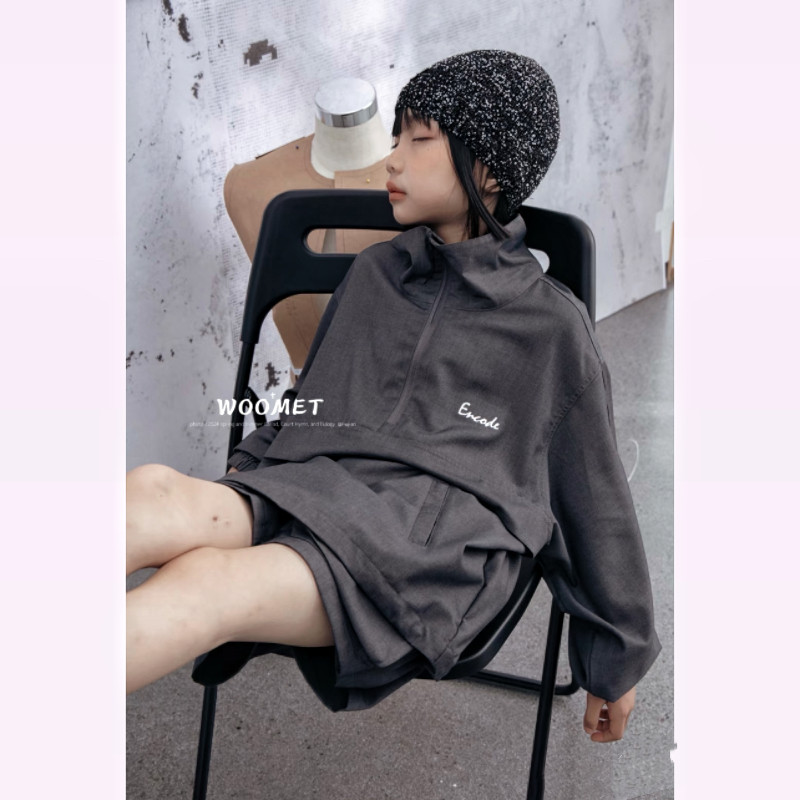 吾名堂品牌折扣女童春装新款中大童休闲两件套外套短裤时尚套装