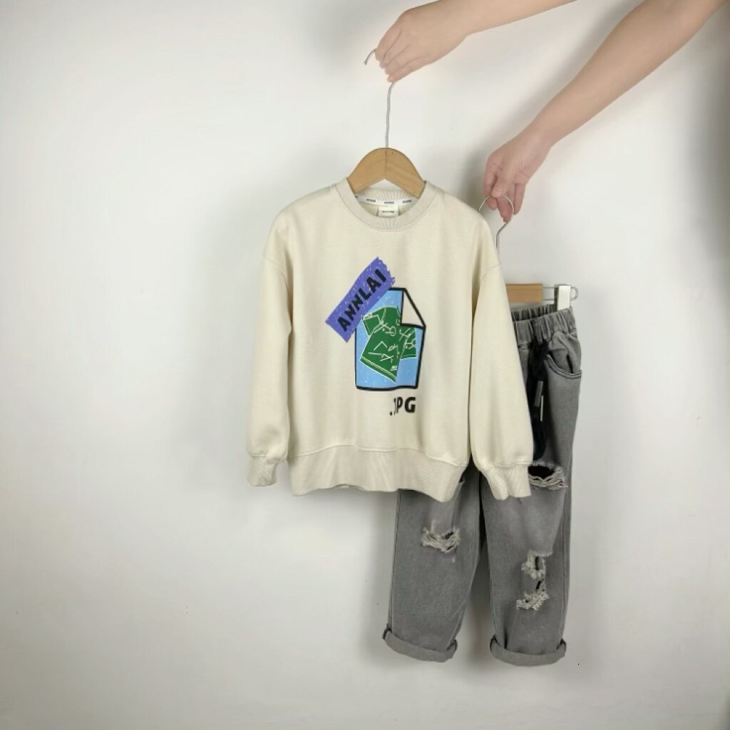 安系列品牌折扣秋装新款时尚男童圆领套头卫衣女童韩版休闲上衣