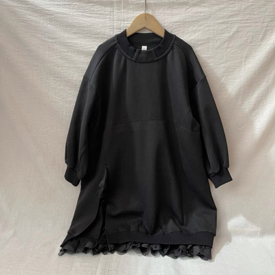 吾名堂品牌折扣女童春秋款休闲百搭个性长袖卫衣裙纯色连衣裙