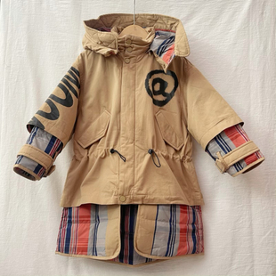 吾名堂品牌折扣儿童羽绒服90白鸭绒假两件中长款羽绒特价清不退换