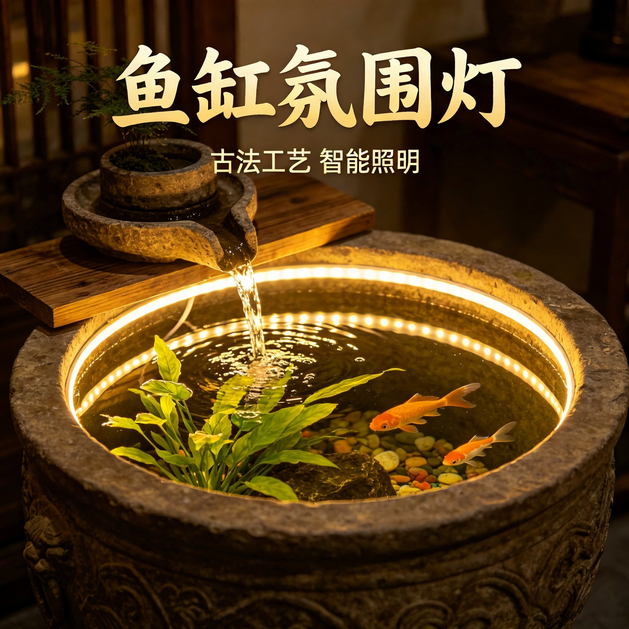 烁宇鱼缸灯带户外防水超亮造景图片