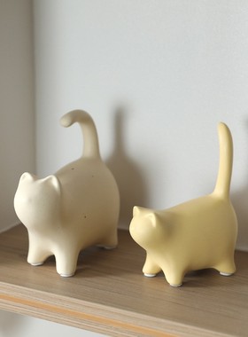 欧式轻奢动物小猫陶瓷摆件创意可爱儿童房酒柜客厅电视柜家居饰品