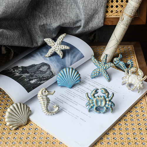北欧地中海复古海洋风柜门拉手儿童房抽屉橱柜家具衣柜创意门把手