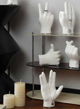 现代抽象手指手掌陶瓷摆件样板房家居客厅卧室桌面项链首饰架装饰