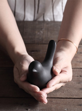 黑色陶瓷抽象摆件样板房装饰品