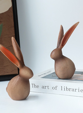 北欧树脂抽像可爱兔子小动物摆件手工艺品书房装饰摆设酒柜玄关