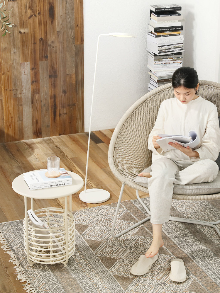 mwh曼好家藤编茶几小型储物简约圆形边几客厅沙发角几边柜置物架