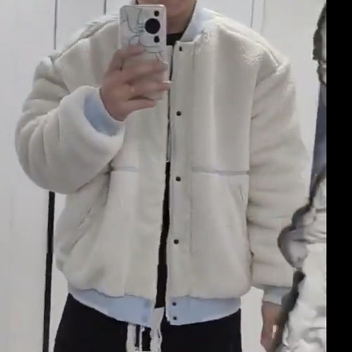 专柜正品Adidas阿迪达斯毛绒外套仿羊羔绒保暖防风棉服夹克IL8917