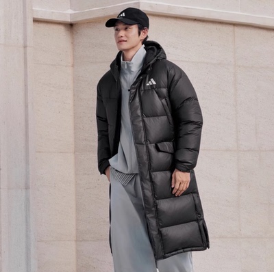 Adidas 阿迪达斯保暖休闲长款鸭绒羽绒服男女秋冬新款KF2143