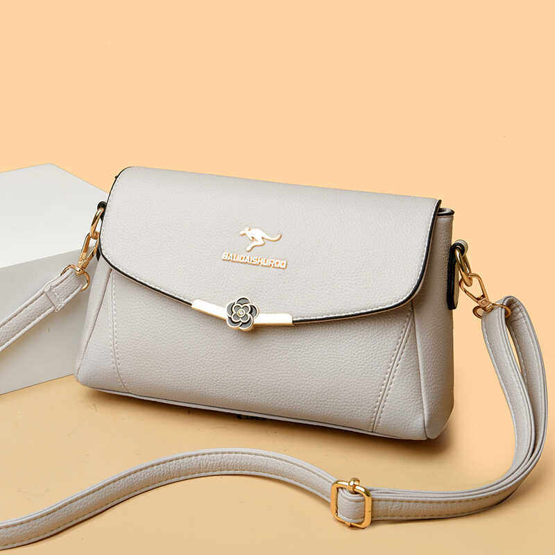 品牌袋鼠真皮女包斜挎包女士包2025新款小包单肩手提包中年妈妈包