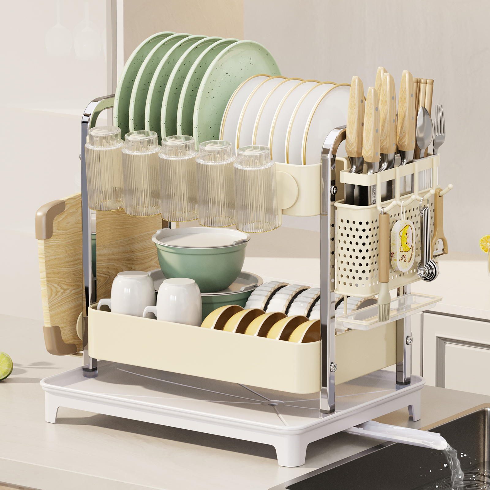 吉百居厨房碗架沥水架多功能碗盘碟子置物架台面餐具碗筷碗柜家用