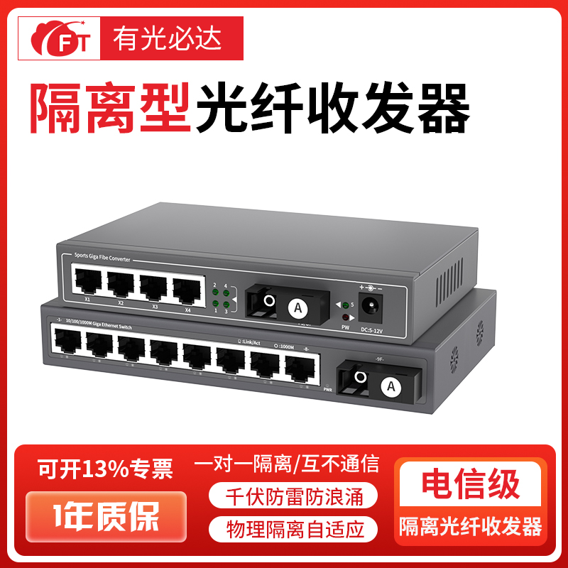 FT光必达带隔离网络光纤收发器