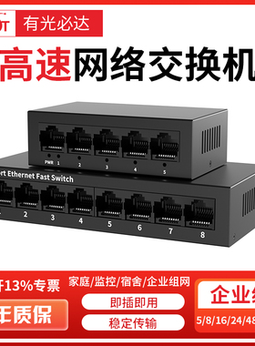 FT光必达 网络交换机千兆5口百兆8口16口24口以太网交换机工业级网线集合分流学校宿舍专用监控扩展器