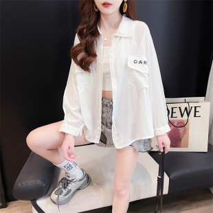 小个子冰丝防晒衣女款衬衫夏季轻薄款新款百搭中长款雪纺长袖开衫