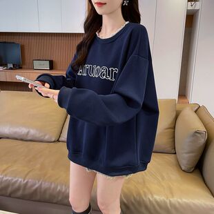 纯棉早春秋外套假两件拼接新爆款上衣服网红炸街初高中学生卫衣女