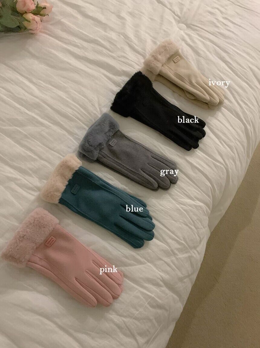 秋冬加厚款冬天保暖骑车 可触屏女款防寒韩国ins加绒手套分指手套