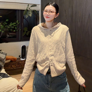 LUNA 老钱高光竹节针织撞色内衬软糯外套 软糯糯