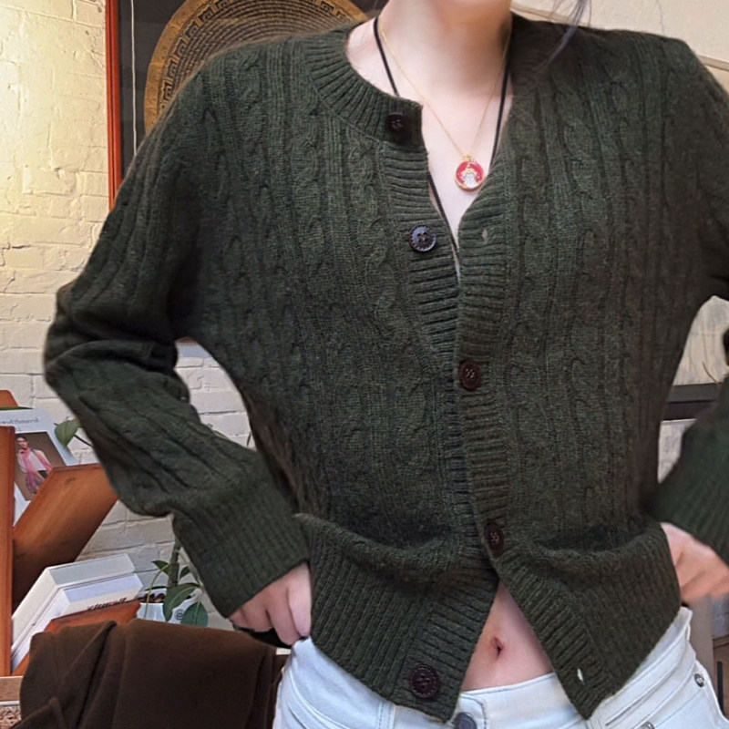 LUNA 圣诞专属绒雾牦牛绒绞花开衫 非质量问题不tui不换 MY00792