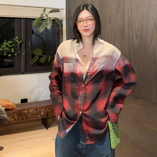 复古渐变红格子时装 LUNA 衣神 地狱难度马拉拉灵魂款 衬衫