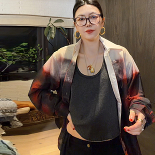 LUNA“衣神”地狱难度马拉拉灵魂款复古渐变红格子时装衬衫