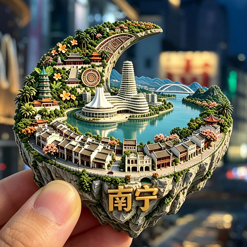 【南宁冰箱贴】广西文创邕江青秀山会展中心旅游打卡磁吸浮雕贴饰