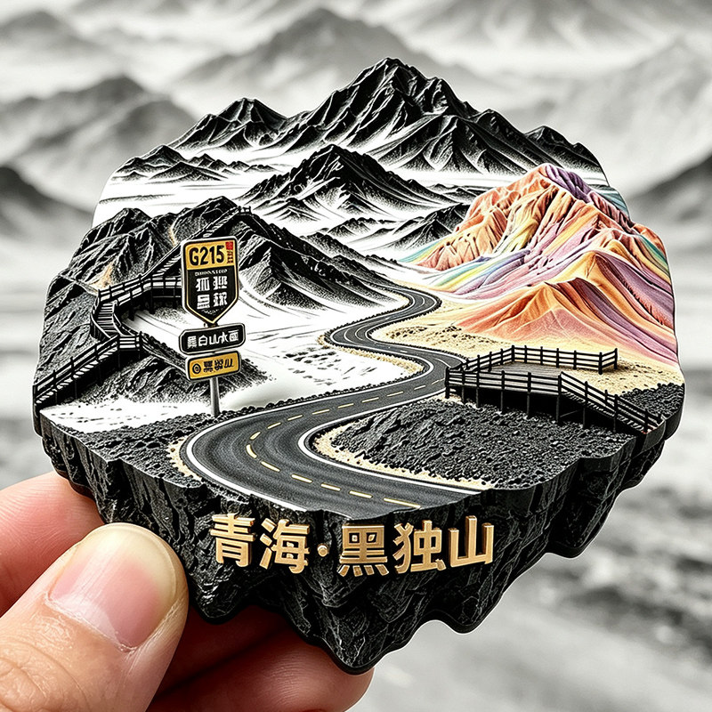【青海黑独山冰箱贴】G215 国道自驾文创路牌孤独星球标识磁贴潮