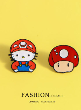 超级马里奥kitty胸针金属徽章