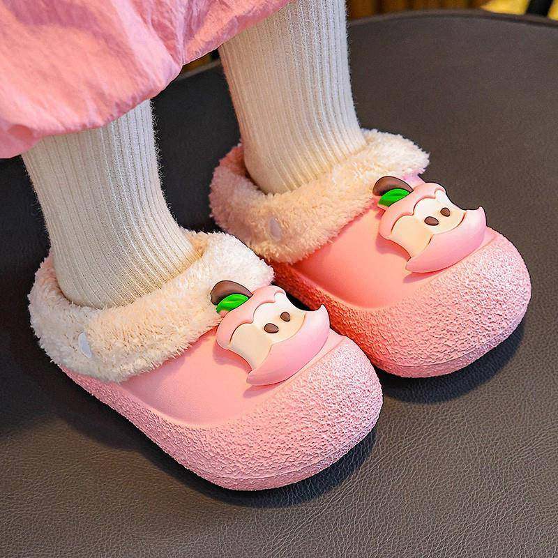 儿童棉拖鞋女童秋冬季卡通苹果女孩男童室内居家保暖防水包跟棉鞋,童鞋/婴儿鞋/亲子鞋,儿童棉拖鞋,淘宝优惠券,粉丝福利购,淘宝优惠卷
