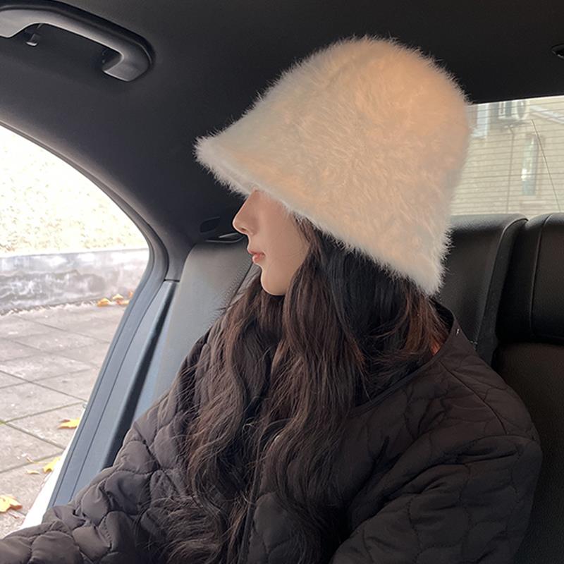 新款渔夫帽帽子女款冬大头围秋冬季保暖帽子女兔毛针织毛线帽鱼夫