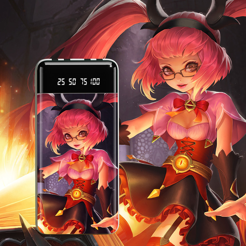 王者充电宝荣耀妲己小乔安其拉20000毫安数显自带四线快充diy定制