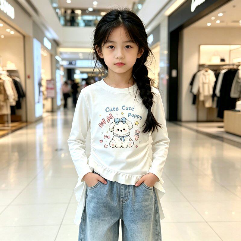 内搭外穿女童长袖T恤纯棉2026春秋款中大童洋气百搭上衣