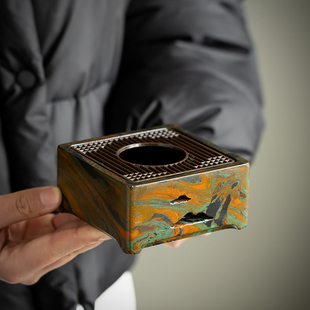 中式大漆温茶炉水果花茶保温公道暖茶炉茶壶底座温茶器蜡烛加热