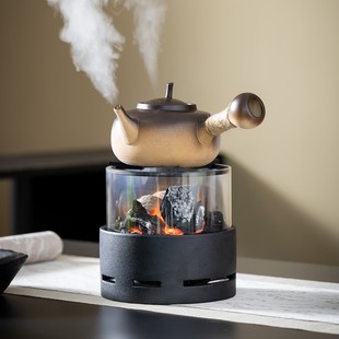 月隐观火碳炉煮茶炉炭火加热透明观火煮茶器家用烧水壶茶具套装