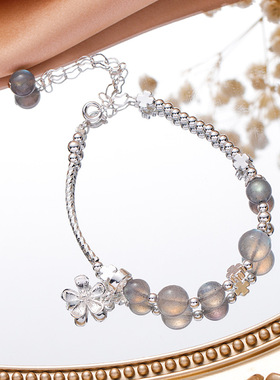 新款花朵草莓水晶闺蜜手链女学生ins简约森系月光石手饰