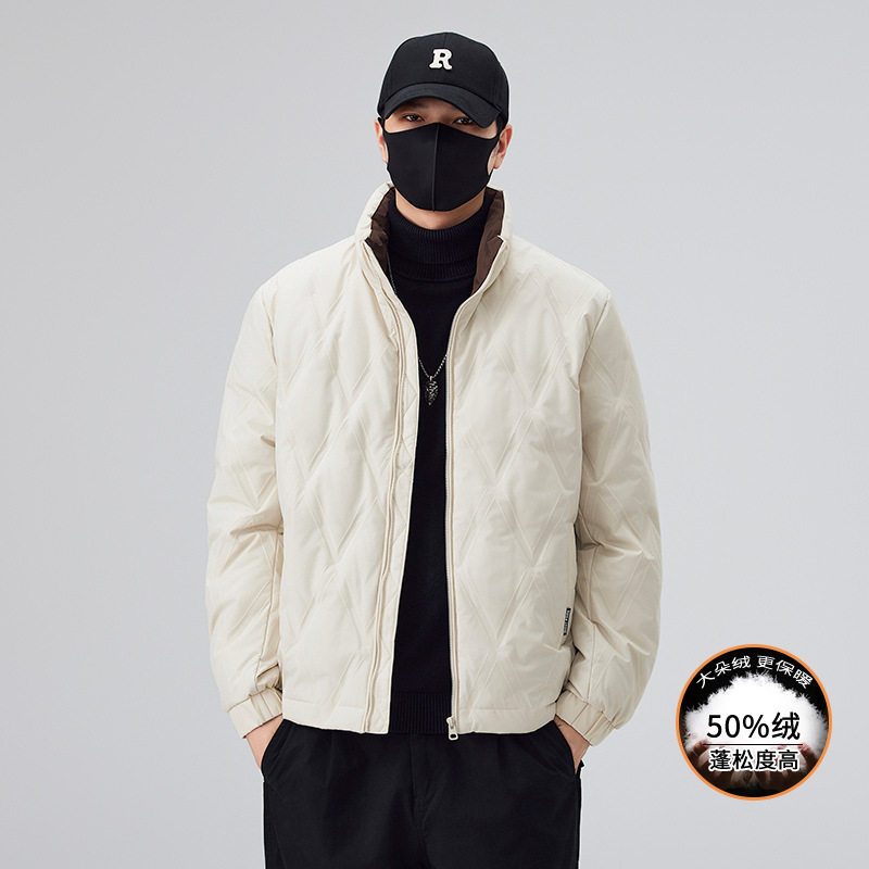 2025新款秋冬男士休闲商务面包服立领外套鸭绒羽绒服保暖高级感潮